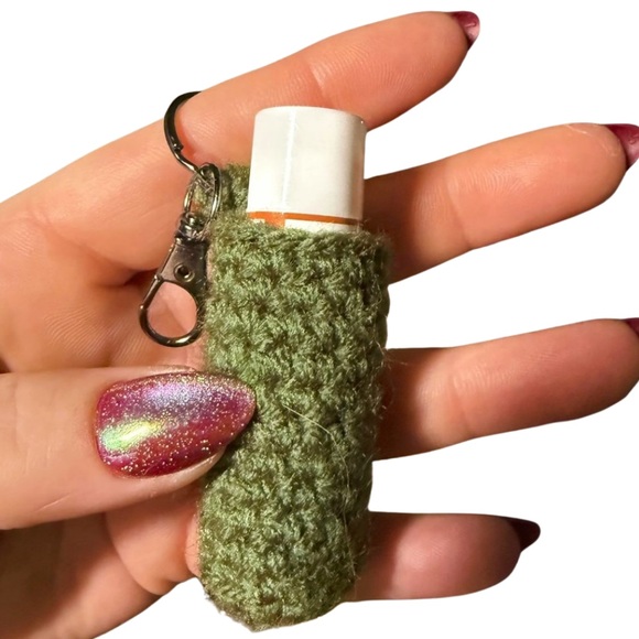 BUY NOW PICK 1 Handmade Crochet Chapstick Holder Keychain Gift - Picture 8 of 11
